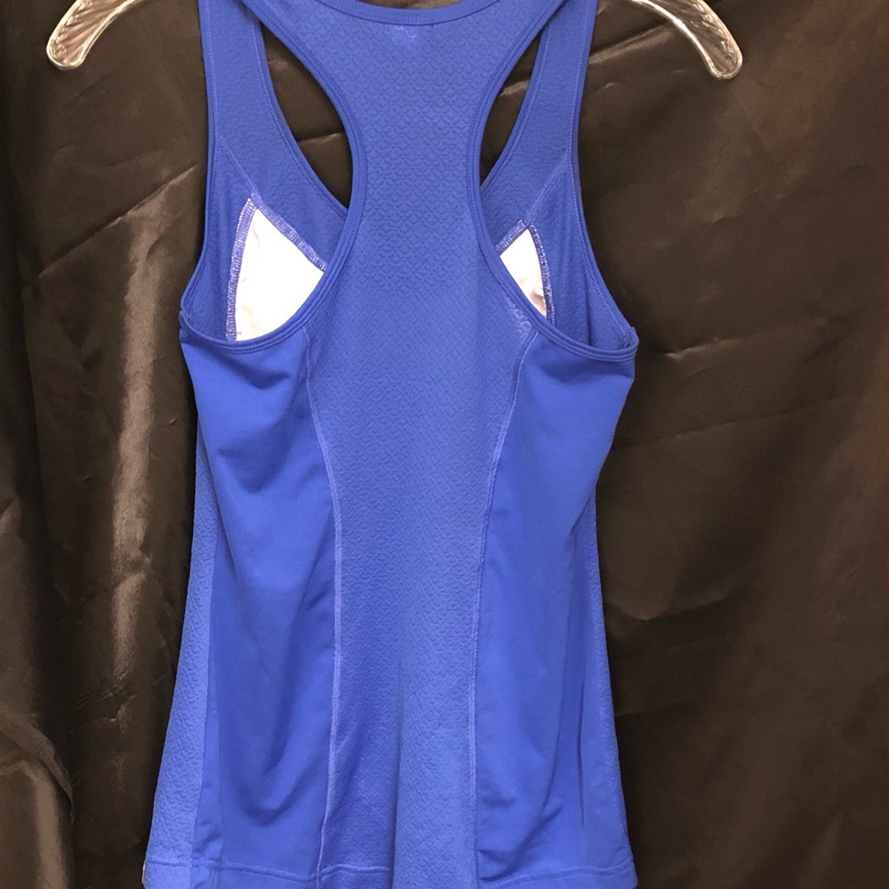 💜FILA womens XS racerback running tank top Dazzling Blue palm trees —#058 - Picture 5 of 9